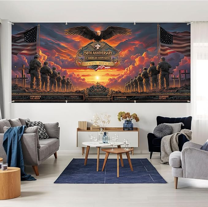 6 * 13FT Summer 250th Anniversary Garage Door Cover Decorations Sunset Palm Trees Garage Door Banner for Outdoor Indoor Summer Party Photography Backdrop