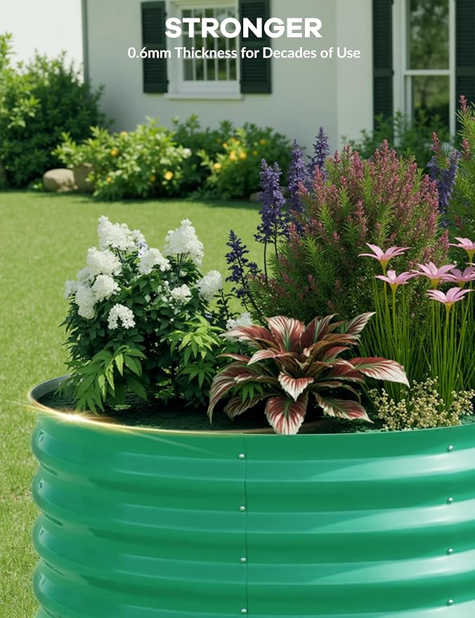 GarveeLife 6x3x2 ft 2-Pack Raised Garden Bed - Galvanized Steel Outdoor Planter Box for Vegetables, Flowers & Herbs - Durable Rust-Resistant Garden Box, Easy Assembly Raised Beds for Gardening,Green