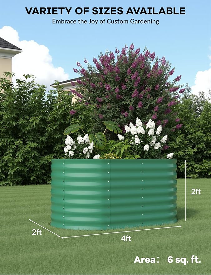 2Pcs 4x2x2ft Raised Garden Bed,Galvanized Raised Planter Boxes Outdoor with Easy Assembly, Large Garden Bed for Vegetables, Fruits, Flower,Raised Garden Bed,Green