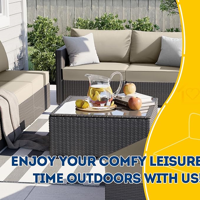 AAAAAcessories Outdoor Seat Cushions for Chairs, Fade-Resistant, Waterproof Patio Furniture Replacement Cushions, 23.5" x 25.5" x 5" + 23.5" x 13.5", Beige