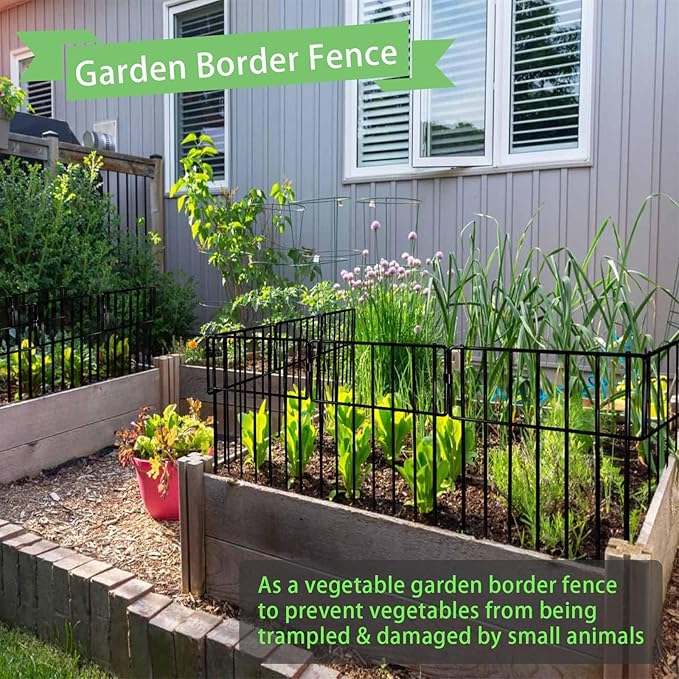Thrivinest Animal Barrier Fence, 26 Pack No Dig Fence Decorative Fences, 17in(H) x10ft(L) Rustproof Metal Wire Small Garden Fence Border for Dogs Rabbits (26 Pack,28Ft)