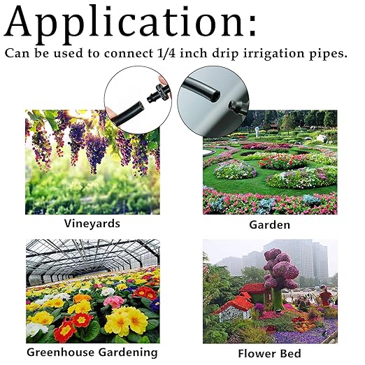 220PCS 1/4" Drip Irrigation Kit Barbed Connectors, Straight Barb, Tee, Single Barb, End Plug, Elbow, 4 Way Coupling Irrigation Fittings for Garden Lawn Flower Pot