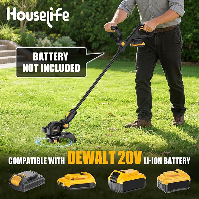 Cordless Weed Wacker + Hedge Trimmer + Leaf Blower Combo Compatible with Dewalt 20v Max Battery(Tool Only), 20V Cordless Weed Eater & Edger/String Trimmer for Lawn Care, Garden, Yard