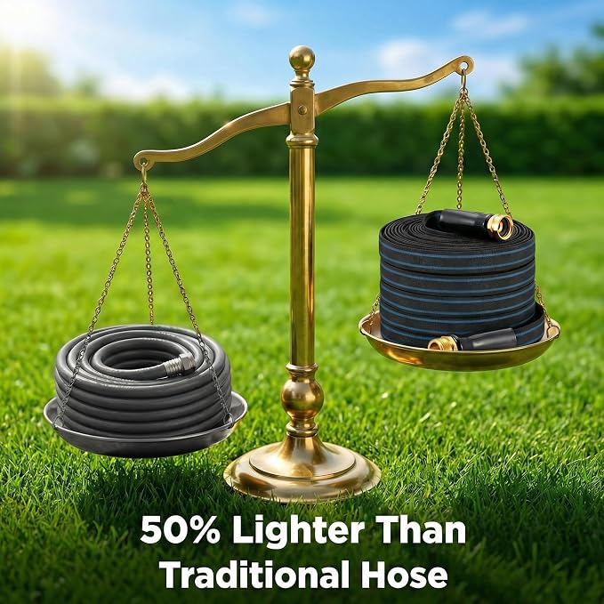 75FT Non-Expanding Garden Hose, Ultra Lightweight Water Hose,Kink-Free, Burst-Resistant, Durable & Flexible Hose, All-Weather Outdoor Hose for Lawn & Garden, Car Washing