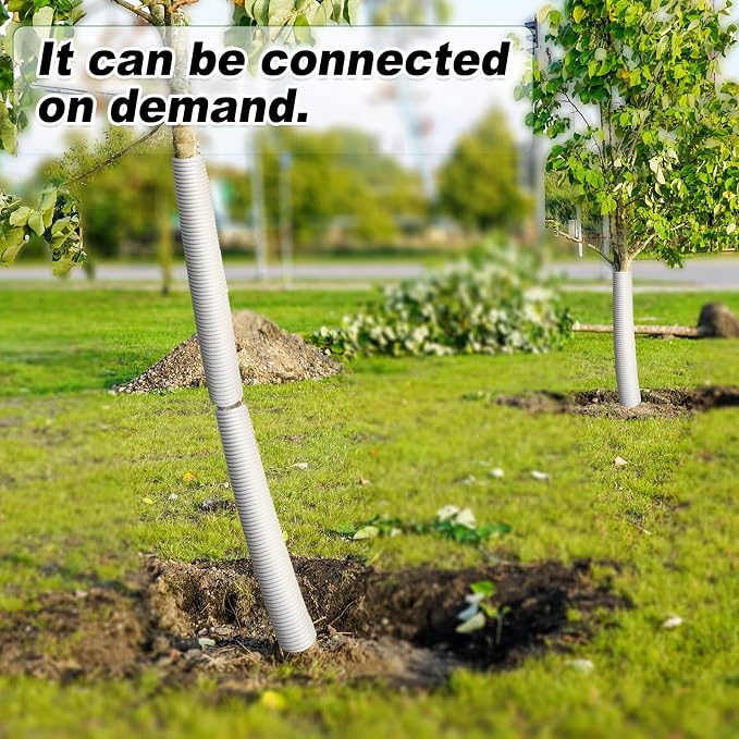 Nuenen 12 Pcs Corrugated Tree Guards, Long 15.75 Inch Diameter 1.96 Inch Pp Tree Trunk Protectors, Tree Bark Protector Tube Wraps for Saplings Plants Seedlings Deer Rabbit Cats Rodents Mowers (White)