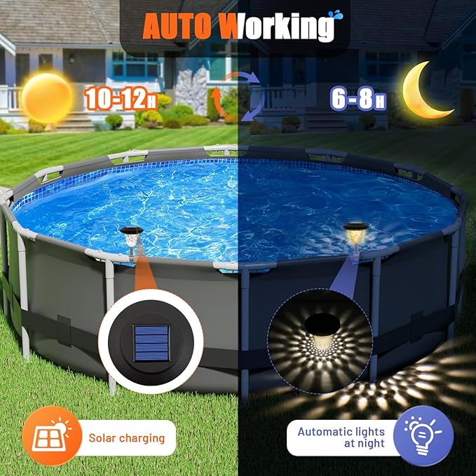 BITIWEND Solar Pool Lights for Framed Above Ground Pools, 4 Pack RGB Lights Waterproof Swimming Pool Accessories Lights, for Outdoor Pool Yard Garden Decoration Night Light