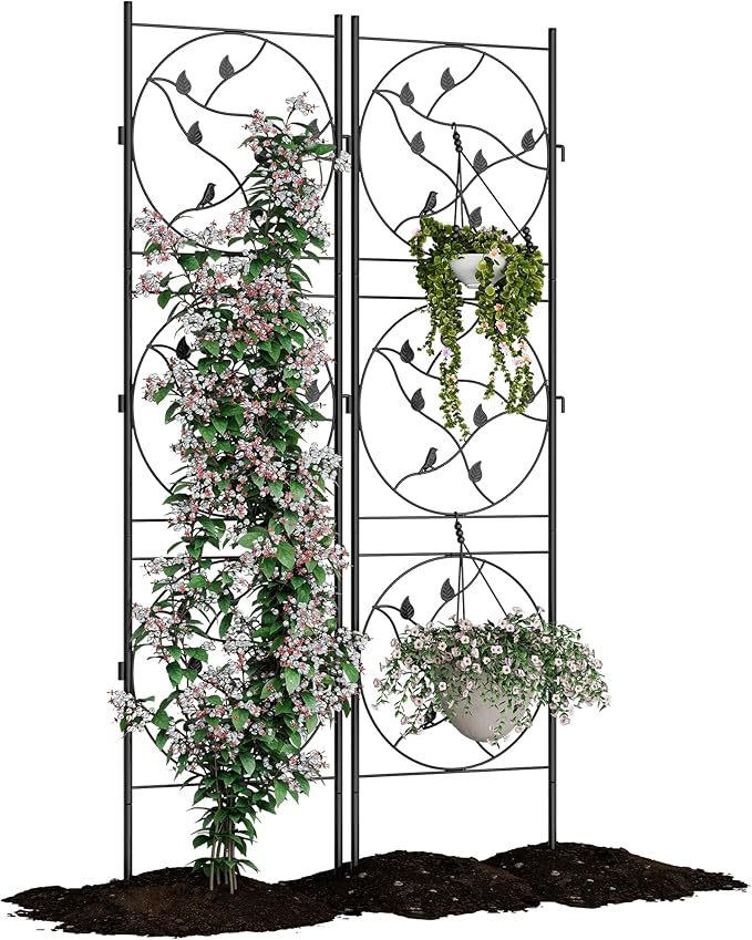 Garvee 1 Pack Panels No Dig Dog Fence Outdoor - 66.9 in Tall Rustproof Animal Barrier with Gate, Decorative Garden Fence Panels for Yard Border, Patio（66.9 x 19.48 inch）
