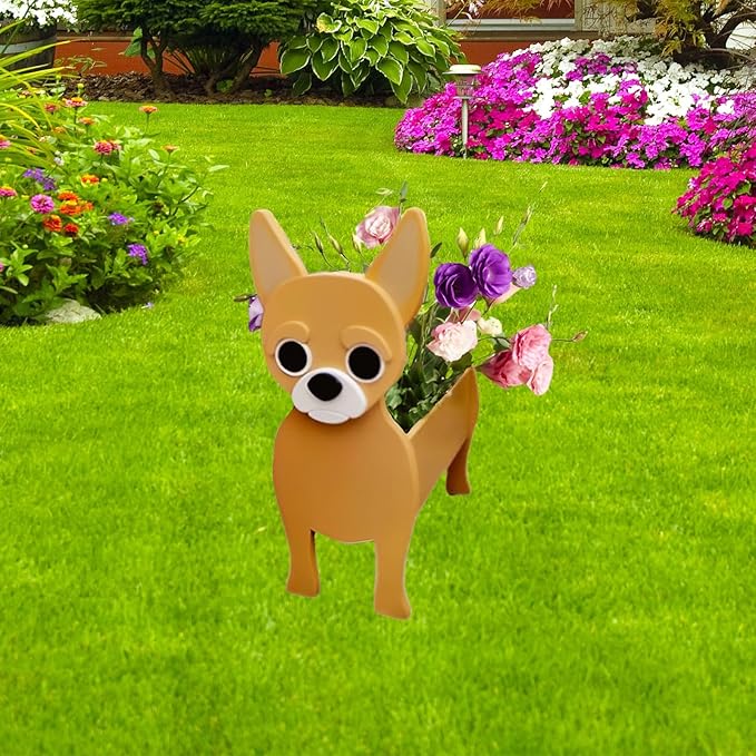 Yellow Chihuahua Dog Planter Plant Pots,Cute Dog Flower Planter,Gifts for Pet Lovers,Unique Animal Plant Pots,Office,Indoor Outdoor Garden Decor(9.45 * 5.91 * 13.46in)