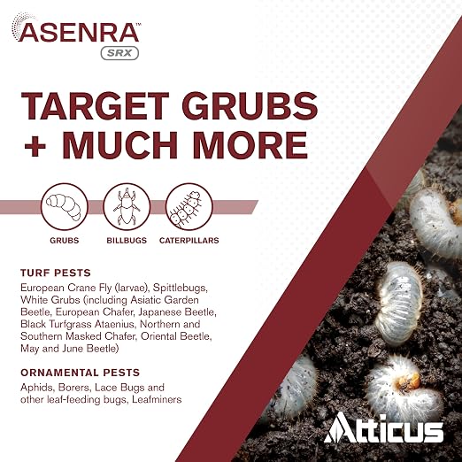Atticus Asenra SRX (4 OZ) Liquid Grub Control for Lawns, Landscapes - 18.4% Chlorantraniliprole – Kills White Grubs, Caterpillars, Armyworms, Adult Beetles & More (Season-Long Control – 4-Months)