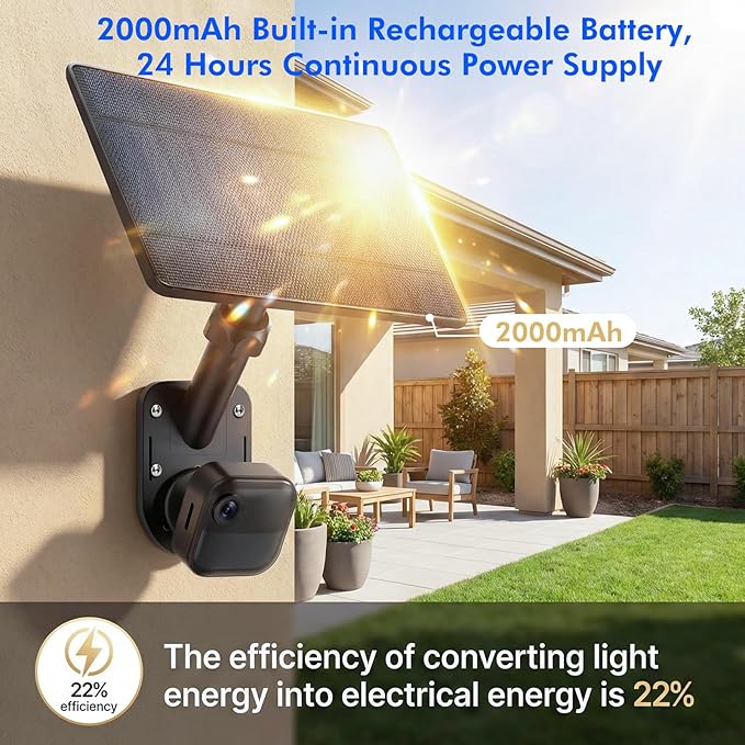 6W Solar Panel Charging Mount Compatible with Blink Outdoor 4 (4th Gen)/2k+/Outdoor XT3/XT2/XT, 360° Swivel + 90° Tilt Adjustable,IP67 Solar Charger, Internal Battery Power Supply for Blink Cam