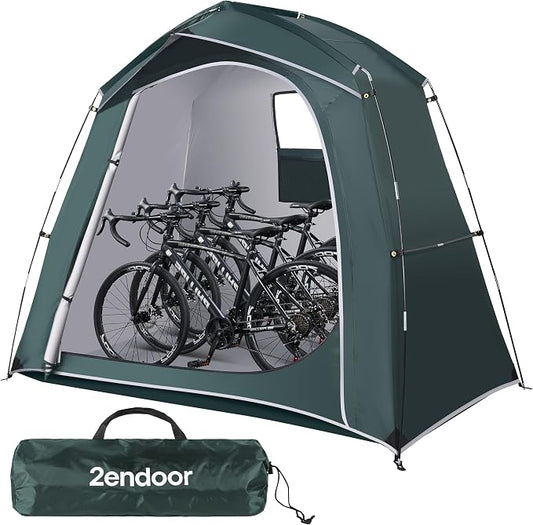 Bike Storage Tent Outdoor, Waterproof Bicycle Shed for 3-4 Bikes, PU4000 210D Oxford, Fiberglass Frame, Rain-Blocking Awning Design, Outdoor Storage for Bikes, Lawn Mower, Garden Tools Green
