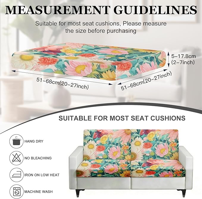BIETYONE 4Pcs Patio Stretch Cushion Covers,Outdoor Sofa Replacement Cover Slipcovers for Patio Furniture Cushion Covers, Washable Reusable Furniture Protector