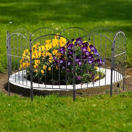 Plastic Interlocking Deck Tiles, 12"x12"(Pack of 9)-Decorative Garden Fence 19 Panels, Total 20ft (L) x 24in (H) Rustproof Metal Wire Fencing Border Animal Barrier