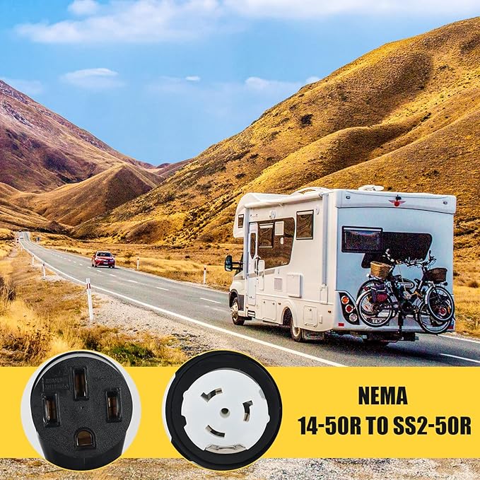 NEMA SS2-50R to 14-50R Generator Adapter Cord, 50Amp SS2-50 Twist Lock Receptacle to 14-50 Receptacle Female to Female Plug, for RV EV Generator