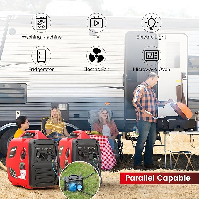 4500W Portable Generator Super Quiet Inverter Generator Ultra Lightweight for Home Backup Outdoor Camping, CO Sensor Protect, EPA, ECO Mode (4500W+CO Sensor)