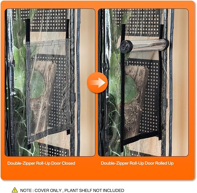 Bstrip 36.6"x14.5"x69.7" Greenhouse Cover Replacement with Base Tray – Indoor Transparent Plant Tent for 35.4"x13.7"x70.9" Plant Shelf, EVA Waterproof, Roll-Up Door & Vent Windows