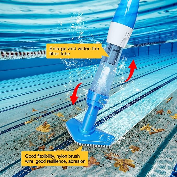 3 in 1 Cordless Rechargeable Pool Vacuum, Handheld Pool Cleaner Ideal for Spas, Hot Tubs and Small Pools for Sand and Debris (Blue)