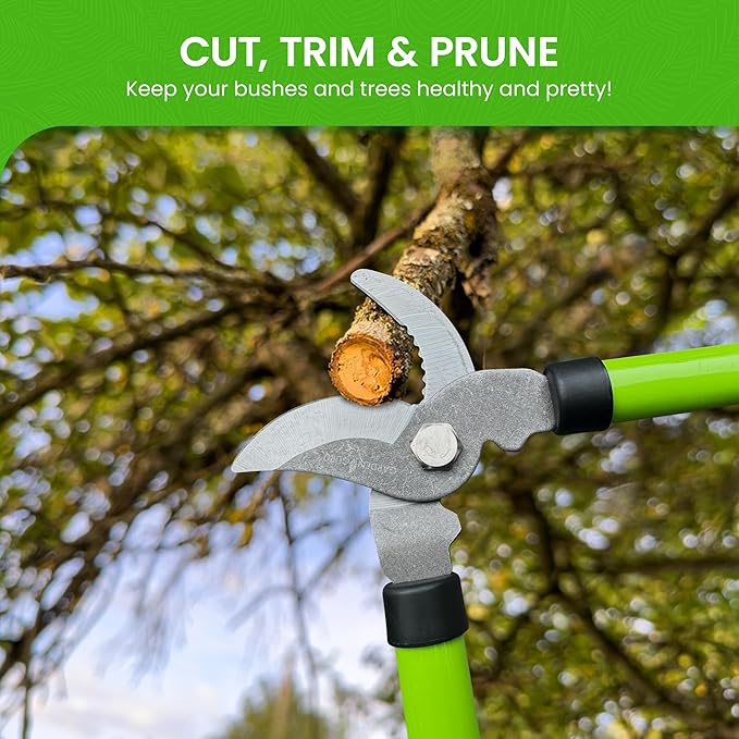 Garden Guru Bypass Loppers Tree Trimmer Clipper w/Telescopic Handle 15–22" - High Carbon Steel Blade Gardening Loppers Pruning Shear - Comfort Grip Handles – Branch Cutter – Cut Thick Branches w Ease