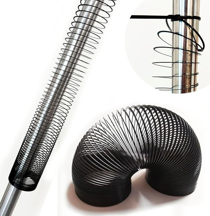 4 Pieces Squirrel Proof Metal Spring Barrier Device Spring Guard Baffle Accessories Outdoor Bird Feeder Protects Hanging Spring Type Coil Poles Raccoon Proof (Black，1.4“)