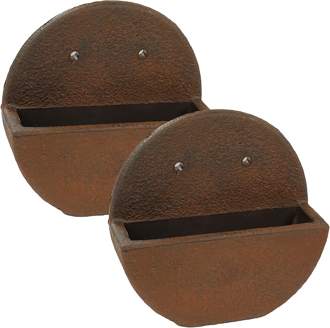 Sunnydaze 12" Round Wall Planter - Polyresin Wall-Hanging Flower Pot for Indoor or Outdoor Use - Dark Brown - Set of 2