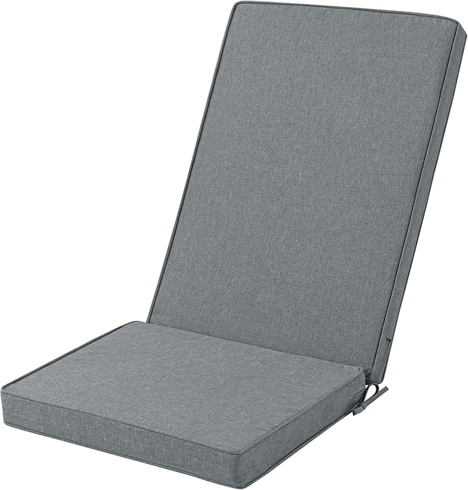 Adirondack Chair Cushion - Removable Cover, Water-Repellent & Fade-Resistant Faux Linen, Securing Straps, Non-Slip Bottom, Fit for Most Outdoor Adirondack & Rocking Chairs - Dark Grey