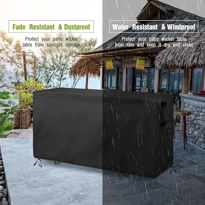Outdoor Bar Cover for Best Choice Product Patio Wicker Bar Counter Table 55"L x 19"D x 36"H, Waterproof& Heavy Duty Cover for VINGLI Patio Rattan Wicker Bar Table-Rectangle