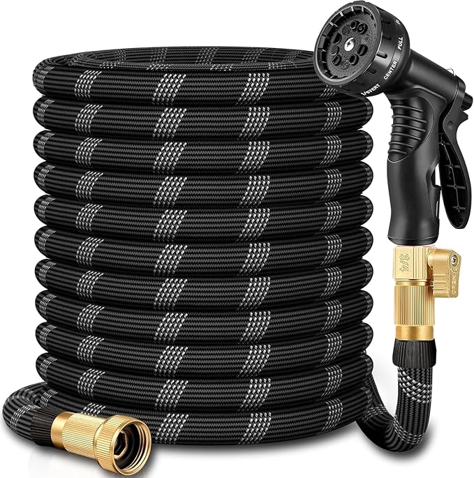 75 ft Garden Hose,Non-Expandable Lightweight All-Weather Water Hoses, Ultra Durable and Flexible Garden Hose with 10-Function Spray Nozzle, Leak-Free Connections Garden Hoses for Yard, Lawn,Outdoor