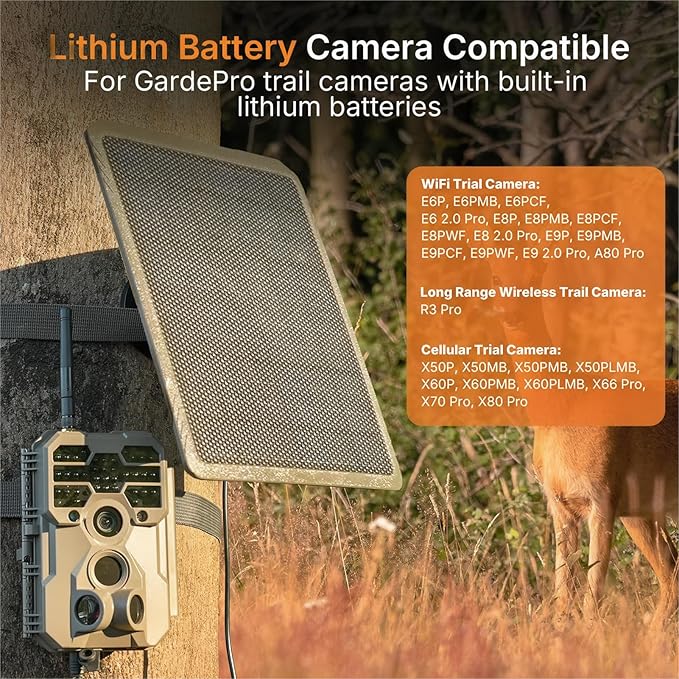 GardePro SP1000 Solar Panel for Trail Cameras, 10W High-Efficiency Solar Charger for E6 2.0 Pro, E8 2.0 Pro, R3 Pro, X60 Pro Max, X66 Pro & More