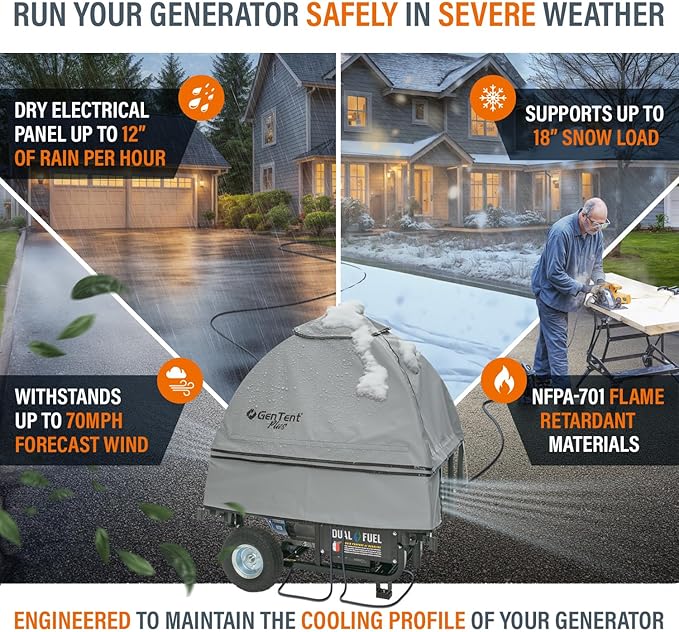 GenTent Open Frame Running Cover - Universal Adapter Kit Generator Tent (Slate, Original - Plus)