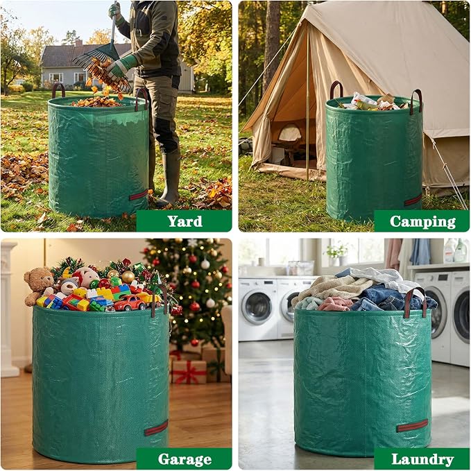 FEED GARDEN 72 Gallon Reusable Yard Waste Bags, 3 Pack | Heavy-Duty Woven Polypropylene, Stand Upright Design, Reinforced Handles, Ideal for Leaves, Grass Clippings & Garden Debris