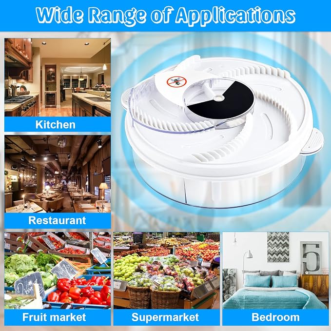 Qualirey Electric Fly Trap Fly Bug Catcher Pest Device Gnat Flying Insect Trap Automatic Indoor Pest Gnat Traps Reject Control Catcher Repellents Tools for Patios Ranch(USB)