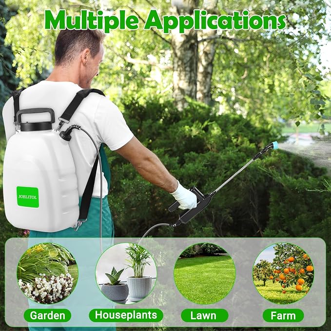 Electric Backpack Sprayer 3.2 Gallon, Battery Powered Lawn Sprayer with Ergonomic Design, USB Rechargeable Handle, Telescopic Wand & 5 Spray Nozzles