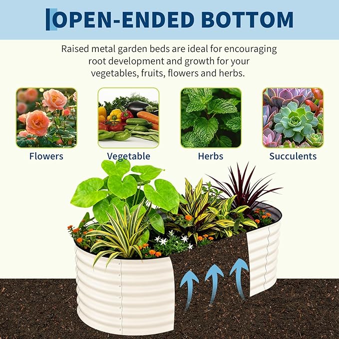 GarveeLife 2 Pcs Raised Garden Beds Outdoor 6x3x2 ft - Galvanized Steel Planter Box for Vegetables, Flowers, Rust-Resistant, Easy Assembly Raised Beds, Durable Planters for Outdoor Plants, Beige
