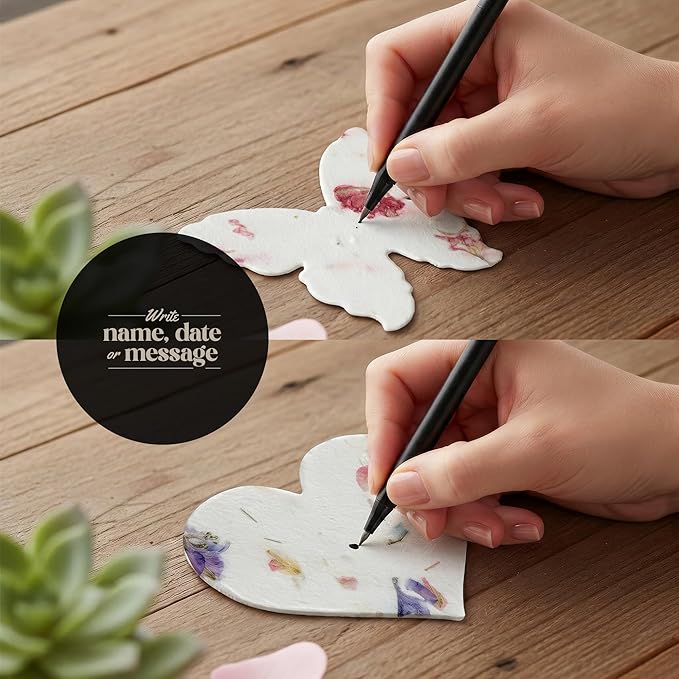 Combo Seed Paper - 24pcs Hearts & 24pcs Butterflies, Writable & Plantable Wildflower Gifts for Mom this Mother’s Day, Use for Shower Favors Weddings, Heart Party Favors or Easter Decoration