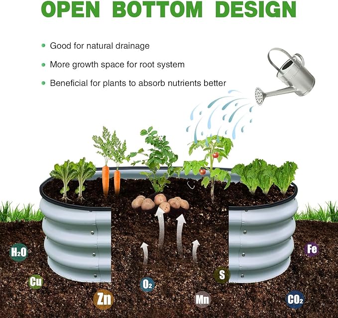 GrowHaus 4x2x1ft Galvanized Raised Garden Bed, Planter Boxes Outdoor Metal Garden Beds for Planting Vegetables Flowers Herbs Silver 2 Pack