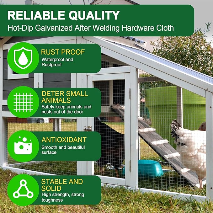 HOPERAN Hardware Cloth 1/2 Inch 48 x 100 ft - 19 Gauge Chicken Wire Fencing Mesh, Hot Dipped Galvanized After Welding, Wire Fence Rolls for Garden Fencing, Gopher Wire Rabbit Wire Poultry Netting