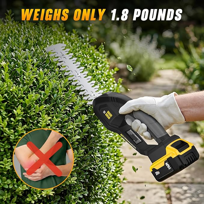 Cordless Hedge Trimmer Compatible with Dewalt 20V Battery, 2 in 1 Handheld Electric Trimmer Grass Shear, Bush Trimmer for Yard & Garden, Lawn Care(Tool Only)