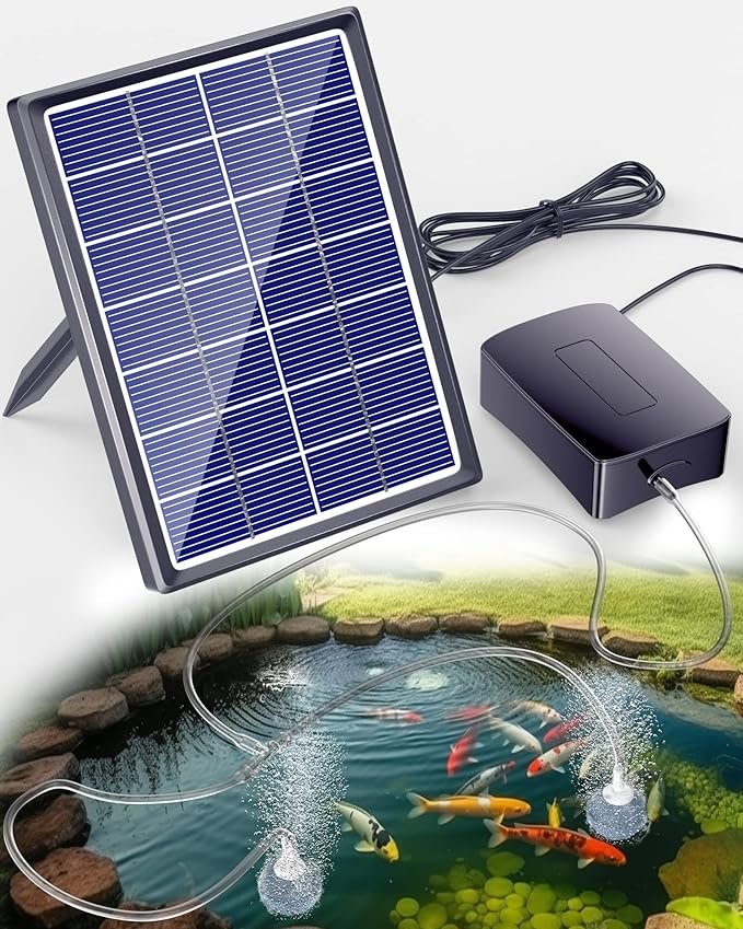 Biling Solar Fountain Pump & Solar Aerator for Pond with 2200 mAh Battery Backup