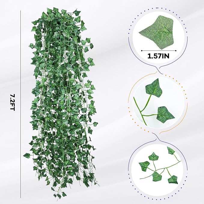 Alotiki Fake Vines, 36 Pack 252 Feet Artificial Ivy Garland Vines for Bedroom Decor, Hanging Vines for Party Wedding Christmas Decoration,Fake Leaves for Outdoor Patio Garden