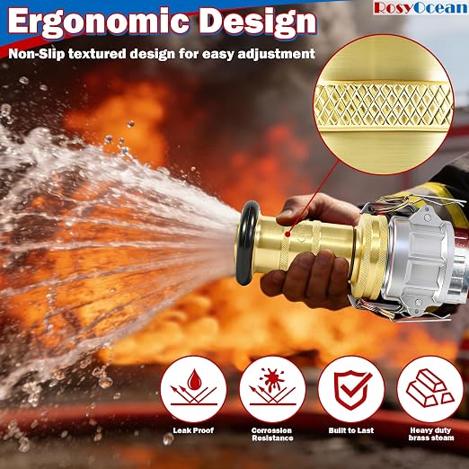 Heavey Duty 2 Inch Fire Hose Nozzle Brass Fire Equipment Industial Spray Jet Fog Nozzle with 2" Aluminum Camlock Fitting