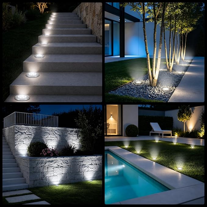 OULONGER 4.6inch Solar Lights Outdoor Waterproof,10Pack Solar Lights for Outside,Solar Garden Lights Landscape Lighting for Patio Pathway Lawn Yard Deck Driveway Walkway(White Light)