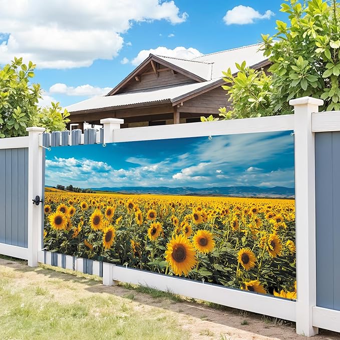 6 * 13FT Sunflower Garage Door Cover Decorations Flower Garage Door Banner for Outdoor Indoor Summer Party Photography Backdrop