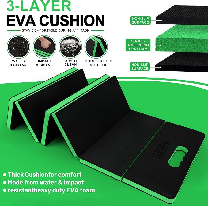 Foldable Mechanic Mat Kneeling Pad, 1.2" Extra Thick Density EVA Foam Portable 5-Fold Kneeling Mat, 47" x 18" for Working under Car, Gardening, Yardwork, Workshop Repairing, Camping