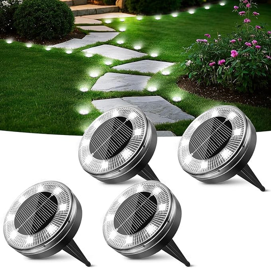 Peasur Mini Solar Ground Lights, 4 Pack Flat Solar Disc Lights Outdoor Waterproof, 2.3 Inch Small Solar Garden Lights Landscape Lighting for Outside Pathway Garden Yard Lawn Walkway,Cool White