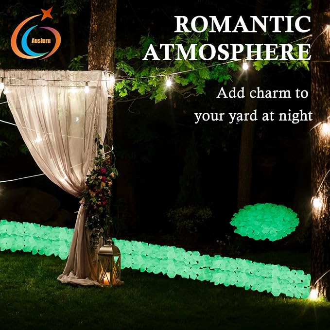 Night Glow Acrylic Stones - Glowing Luminous Rocks Starry Decor for Gardens, Aquariums, and Landscaping, 400pcs Green