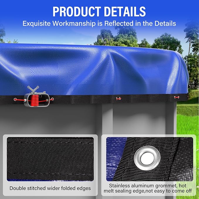 18FT Round Winter Pool Cover 500D Extra Thick Above Ground Pool Cover Above Ground Pool Protection with Winch and Cable Royal Blue