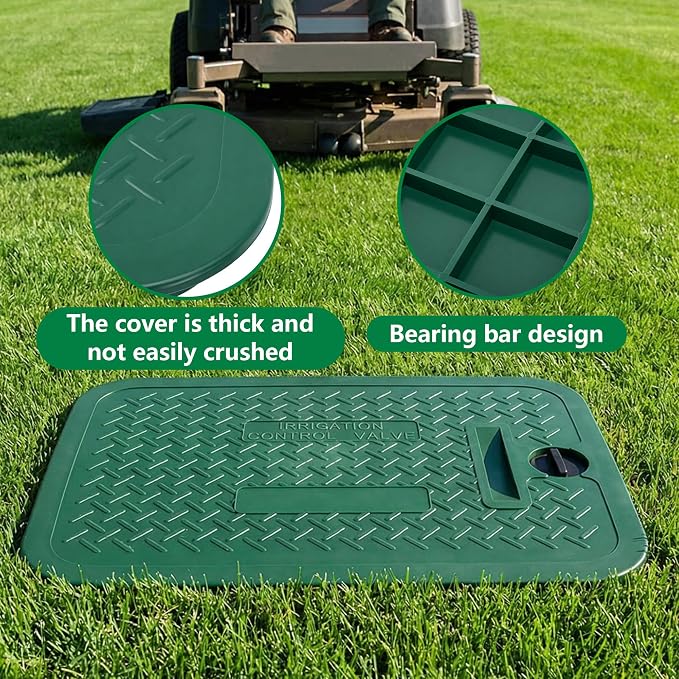 EBaokuup 12 x 17 Inch Irrigation Valve Box Cover, Rectangular Sprinkler Valve Lids with Plug, Sprinkler Valve Cover Replacement for Outdoor Irrigation Watering Equipment, Only Covers, Box Not Included