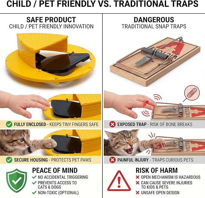 Mouse Trap Bucket 5 Gallon Mouse Bucket Trap Flip Lid, Reusable Rat Trap, Eco-Friendly Bucket Rat Trap, Mouse Traps Indoor for Home, Rat Traps Outdoor (Yellow-2Packs)