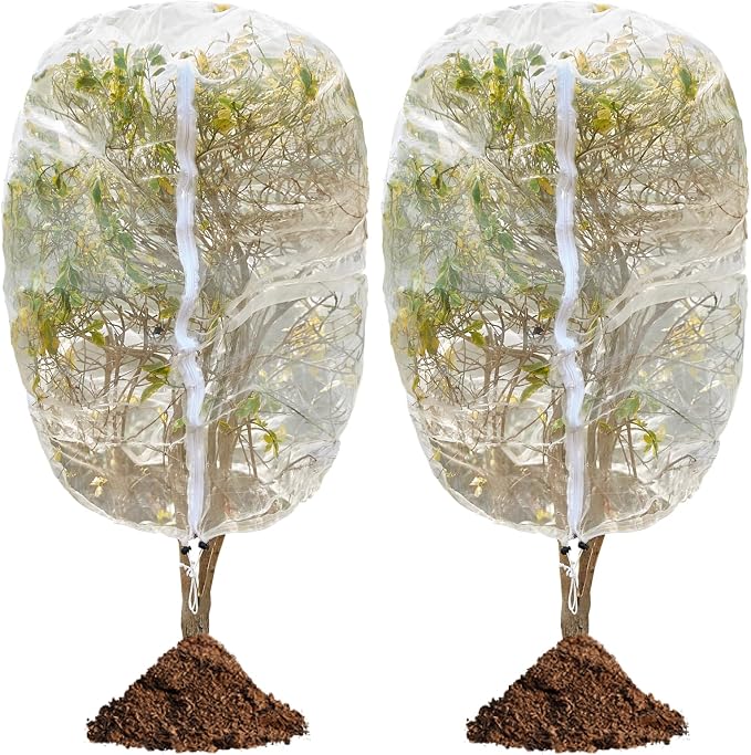 2 Pack Bird Netting for Fruit Trees with Zipper & Drawstring – 3.3x4.6FT Garden Plant Covers, Reusable Protection for Blueberry Bushes, Tomato Plants, Cherry Trees – Blocks Birds, Cicadas & Pests