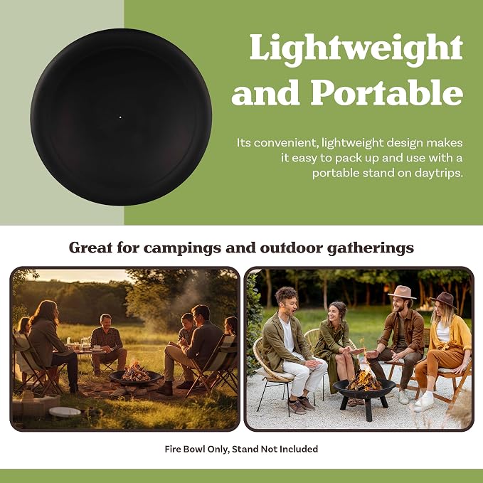 Fire Bowl - 30in Firepit Insert for DIY Fire Ring or Replacement - High Temp Finish Fire Pit Bowl - Fire Pits for Outside Wood Burning by Pure Garden